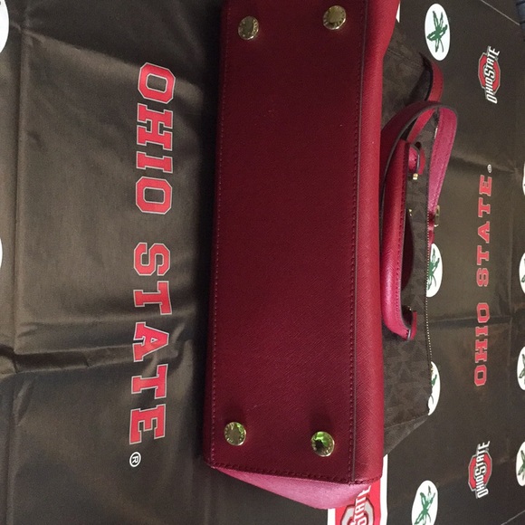 Michael Kors Savannah Signature Small Satchel with Matching Wallet Brown and Red - Picture 7 of 11